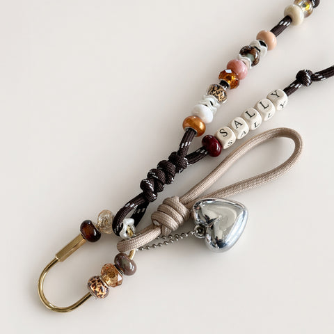 Personalised Natural Bead Name Keyring