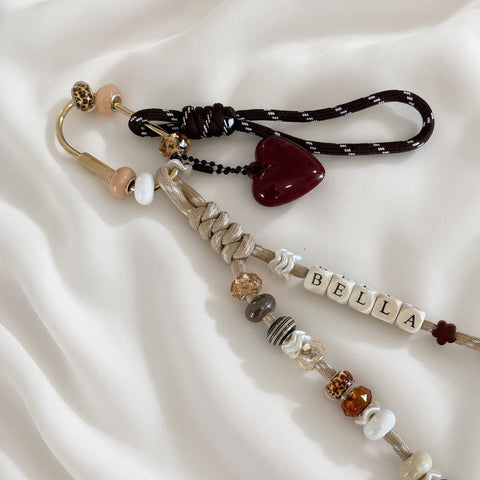 Personalised Natural Bead Name Keyring