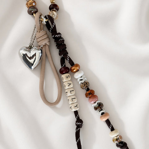 Personalised Natural Bead Name Keyring